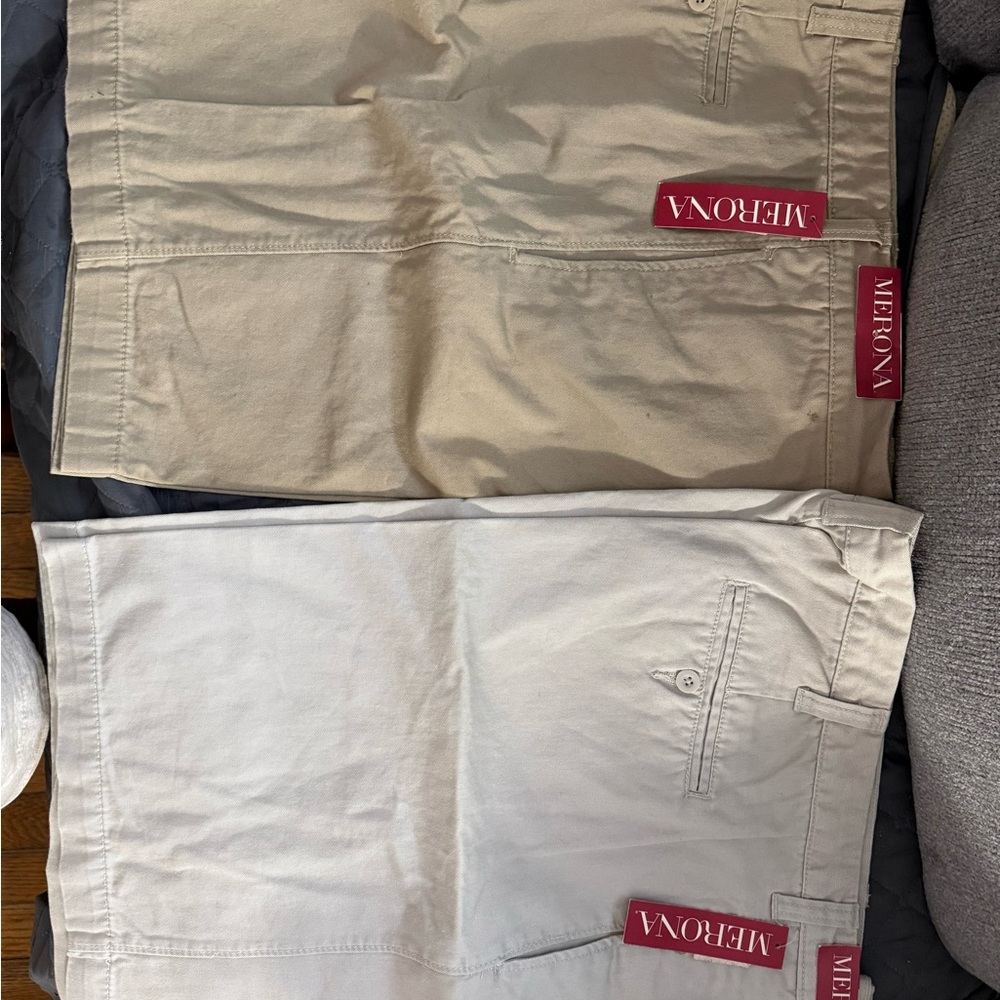 Merona Tan and Cream Flat Front Shorts